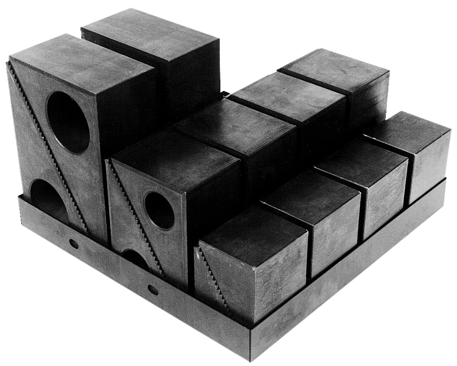 a bunch of black steps blocks are stacked on top of each other